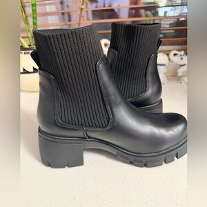 Soda Black Chunky Ankle Boots